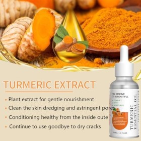 Eazerom 02 Huile Corporelle de Curcuma,30ml Huile De Curcuma,éclaircit Le Teint De La Peau Huile De Massage Au Curcuma Essenc