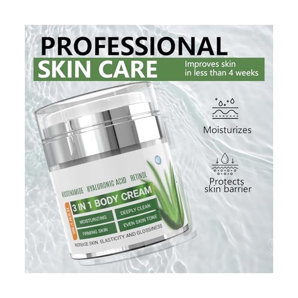 Eazerom 03 Hydratantes Crème Visage et Corps Aloe Vera,50g,Naturel Soins de la Peau Visage et Corps,Hydrate & Rafraîchit,Crèm