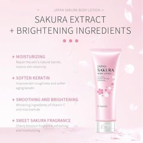 Vawolecy Sakura Lotion pour le corps, Lotion pour le corps non grasse à la fleur de cerisier hydrate