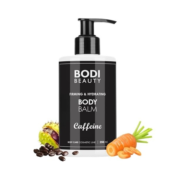 Bodi Beauty Baume corporel 200 ml - Baume corporel anticellulite avec caféine, Q10, bêta-carotène, collagène, extrait de marr