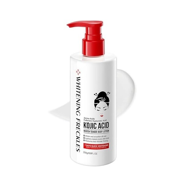 Lotion pour le Corps éclaircissante pour la Peau avec Acide Kojique, Hydratant pour le Corps, Lait Hydratant Corps Fermeté, L