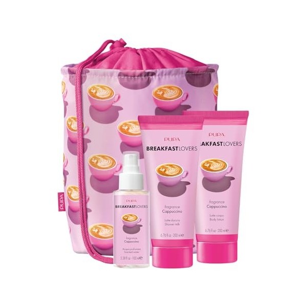 Breakfast Lovers Set - Cappuccino by Pupa Milano for Women - 4 Pc 6.76oz Shower Milk, 6.76oz Body Lotion, 3.38oz Scented Wate