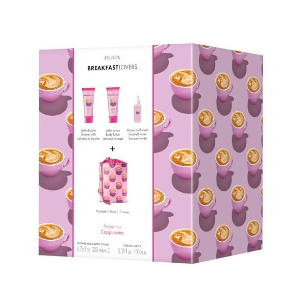 Breakfast Lovers Set - Cappuccino by Pupa Milano for Women - 4 Pc 6.76oz Shower Milk, 6.76oz Body Lotion, 3.38oz Scented Wate