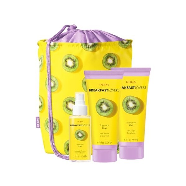 Breakfast Lovers Set - Kiwi by Pupa Milano for Women - 4 Pc 6.76oz Shower Milk, 6.76oz Body Lotion, 3.38oz Scented Water, Pur