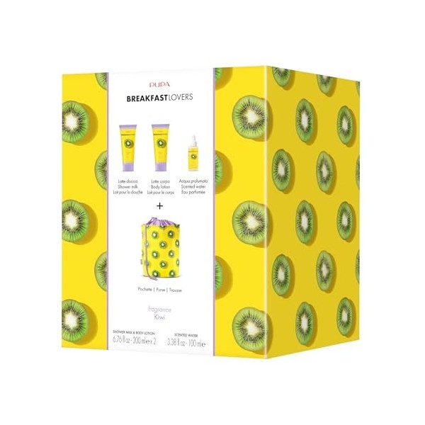 Breakfast Lovers Set - Kiwi by Pupa Milano for Women - 4 Pc 6.76oz Shower Milk, 6.76oz Body Lotion, 3.38oz Scented Water, Pur