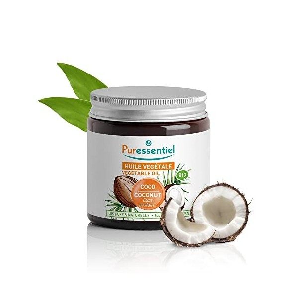 Puressentiel - Huile Végétale de Coco Bio - Soin naturel pour Peau et Cheveux - 100 ml