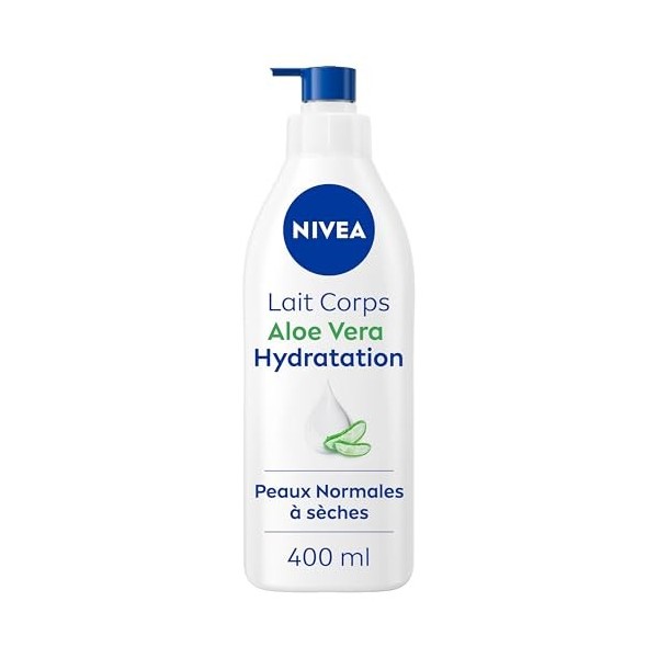 NIVEA Lait corps à lAloe Vera Hydratation 72h 1 x 400 ml — Lait hydratant à lAcide Hyaluronique pur — Crème hydratante co