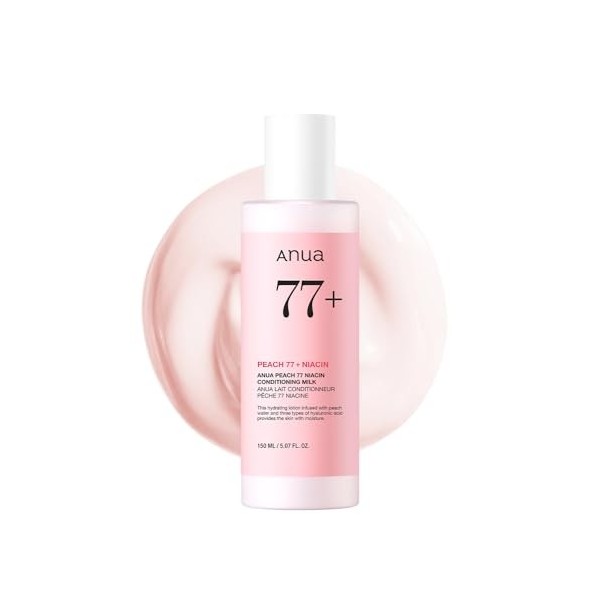 ANUA Lotion revitalisante à la niacine et à la pêche, hydratant pour le visage avec vitamine B12, céramide, panthénol, acide 