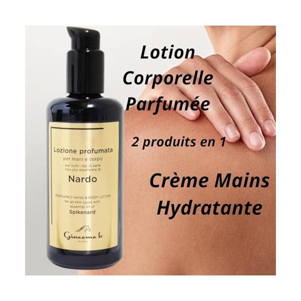 Lotion Corps Légère Antisudorifique – Crème Corps Parfumée et Crème Mains Hydratante avec Huile Essentielle de Nard et Thé Ve
