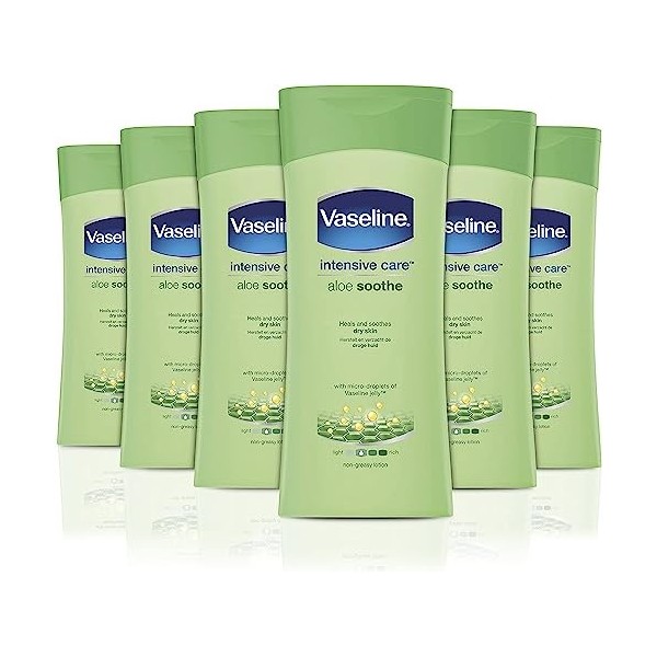 Vaseline Intensive Care Aloe Soothe guérit et rafraîchit la peau Lotion corporelle pour peaux sèches 6 x 200 ml