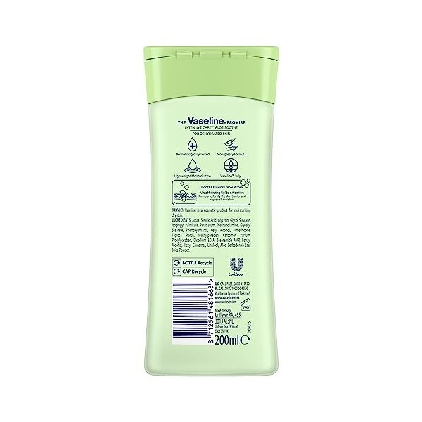 Vaseline Intensive Care Aloe Soothe guérit et rafraîchit la peau Lotion corporelle pour peaux sèches 6 x 200 ml