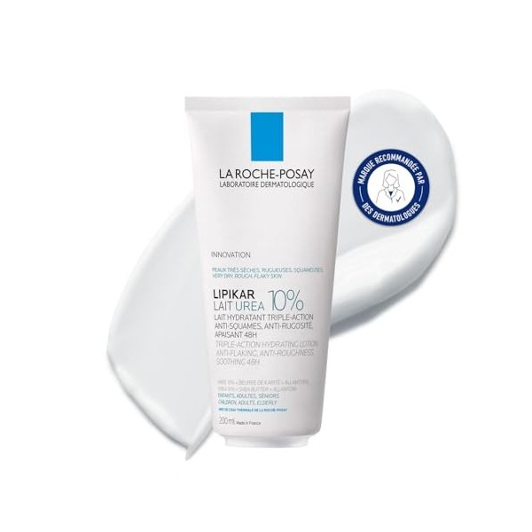 La Roche-Posay, Lipikar Urea 10%, Lait Hydratant Anti-Sécheresses et Anti-Irritations, Idéal Peaux Très Sèches, Soin Triple A