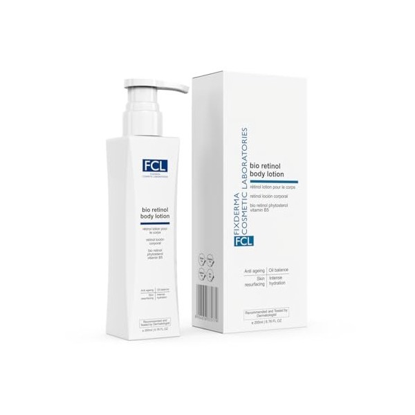 FIXDERMA FCL Bio lotion pour le corps au rétinol, lotion pour le corps pour le vieillissement de la peau, traitement du corps
