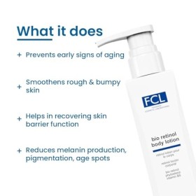 FIXDERMA FCL Bio lotion pour le corps au rétinol, lotion pour le corps pour le vieillissement de la peau, traitement du corps