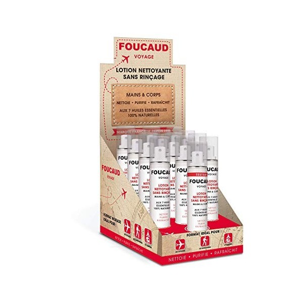 FOUCAUD Friction Voyage Lotion Nettoyante PURIFIANTE sans Rinçage pour Mains/Corps - Vaporisateur 50 ml - lot de 13