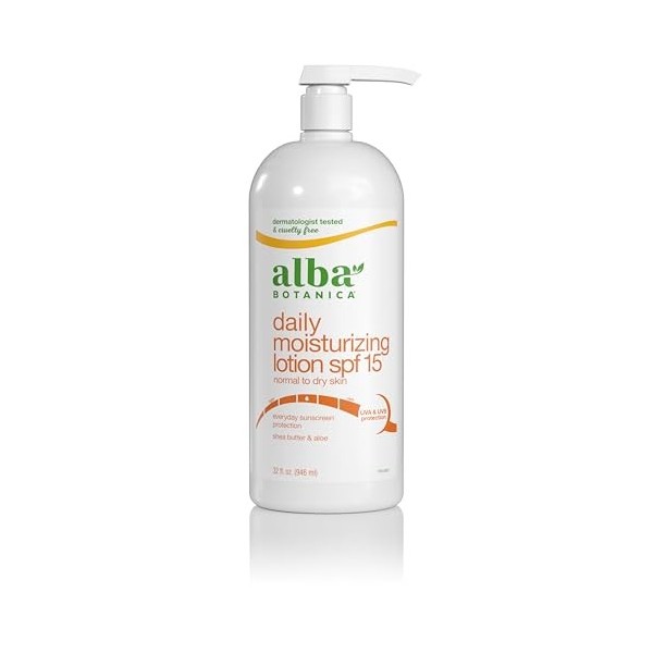 Alba Botanica Lotion hydratante pour le corps Very Emollient Daily Shade - Formule riche en émollients pour peaux sèches - FP