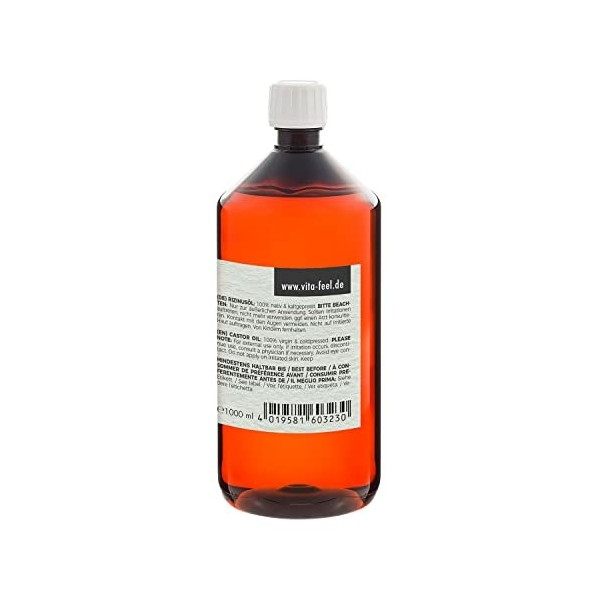 MeaVita huile de ricin - 100% pure huile pressée à froid, qualité supérieure, 1 paquet 1 x 1000 ml 