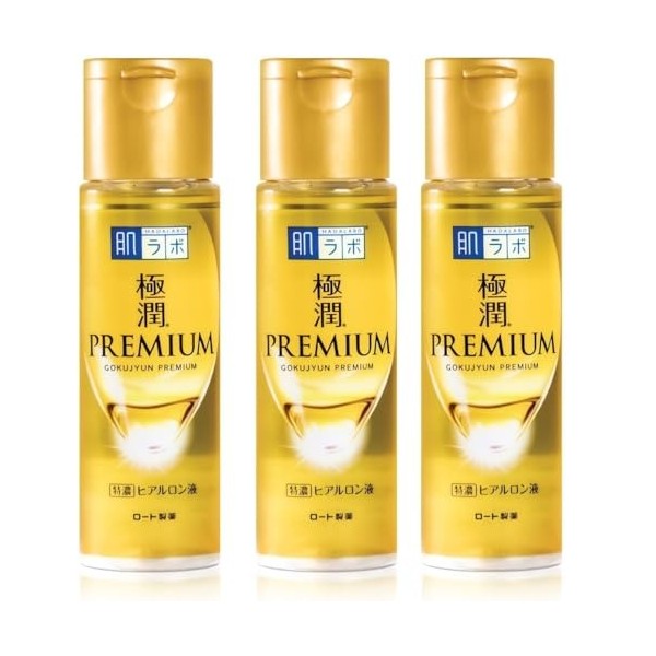 [Lot de 3] Hadalabo Gokujyun Premium Lotion Hydratante Hyaluronique 170ml, Fabriqué au Japon