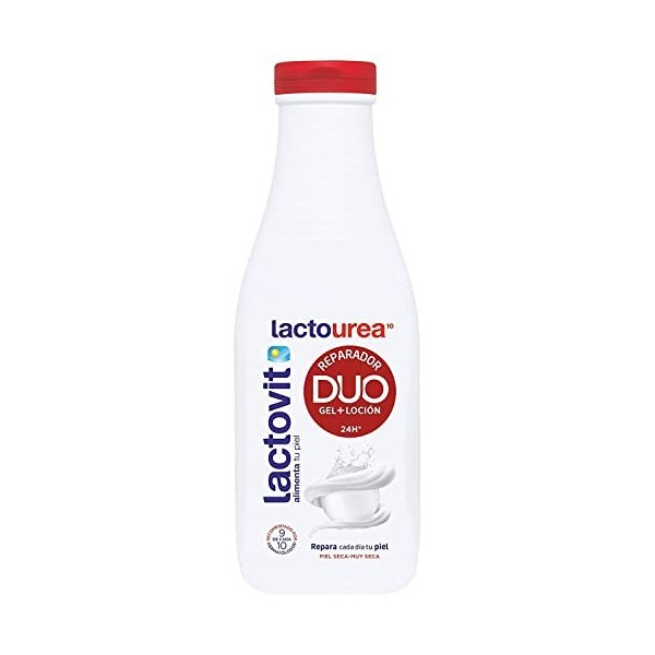 Lactovit - Gel + Loción DUO Lactourea, con un 50% de Loción Hidratante Corporal, para Pieles Secas y Muy Secas, 600 ml