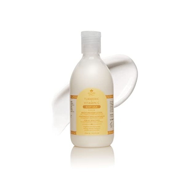 Nature Spell Lait corporel Vitamine C + Curcuma - Bright Idea Lotion corporelle - 276 ml - Hydratation instantanée - Convient