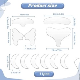 Lot de 11 patchs anti-rides en silicone réutilisables pour le visage, le front, le cou, la poitrine et le lissage des rides