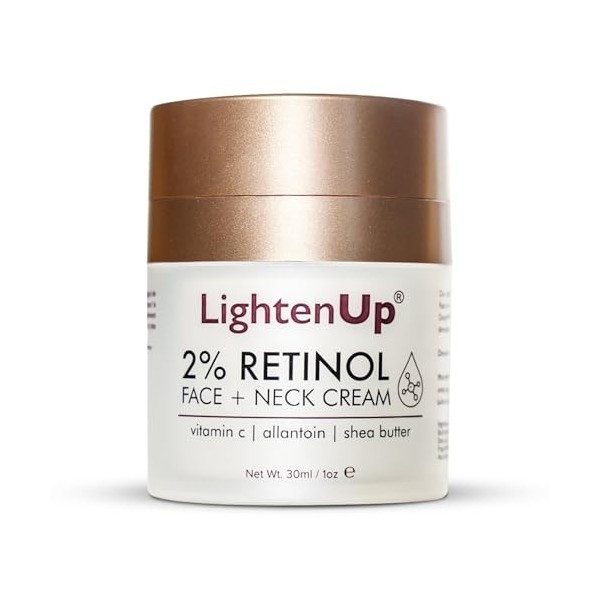 LightenUp Anti Aging 2% Retinol Face & Neck Cream - 1 Fl oz / 30 ml - With Vitamin C, Allantoin & Shea Butter