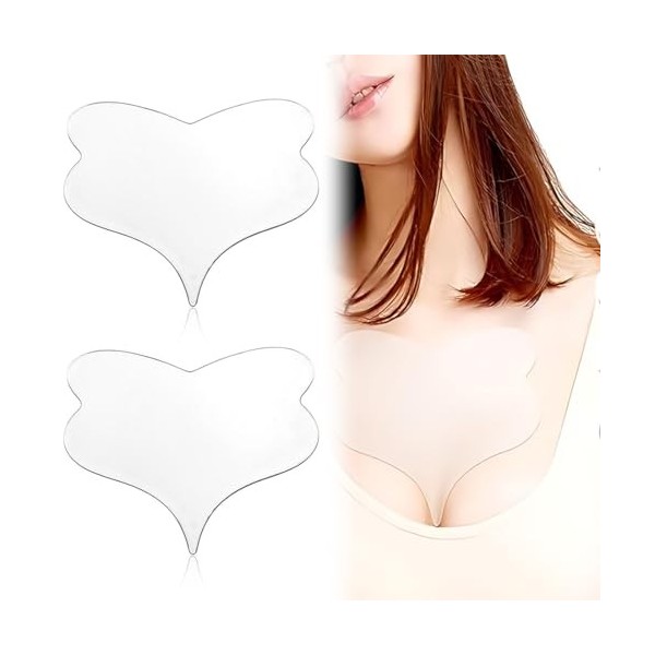 WHYCNJL 2 Pièces Patch Silicone Visage Anti Ride Réutilisable,Coussinets Anti-rides pour la Poitrine, Patchs Anti-Rides Décol