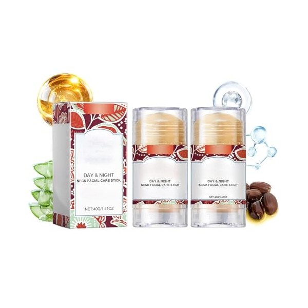 2PCS Stick de Soin du Visage Pour le Cou Pour un Usage Quotidien Matin et Soir, Crème Raffermissante Pour le Cou, Crème Pour 