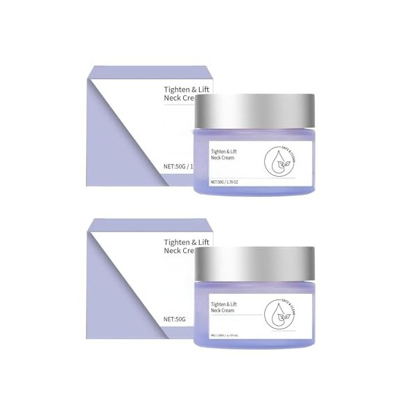 2PCS Hydratante Anti-âge pour le Cou pour Resserrer la Peau Affaissée, 50ml CrèMe Pour Le Cou, Lift Neck Cream pour Réduire l