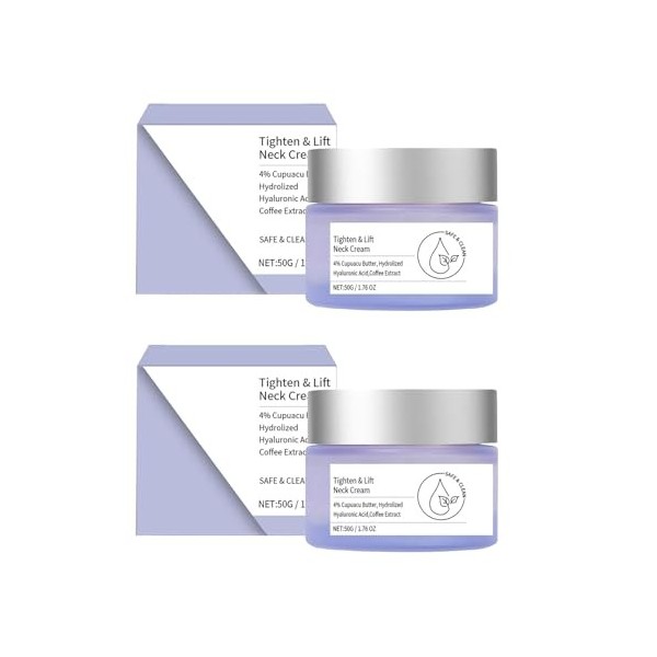 2PCS Hydratante Anti-âge pour le Cou pour Resserrer la Peau Affaissée, 50ml CrèMe Pour Le Cou, Lift Neck Cream pour Réduire l