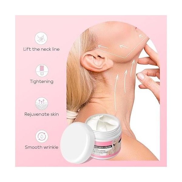QUIYUM Crème pour le Cou, 2 pièces Crème Raffermissante Cou et Décolleté, Soins pour le Cou et le Décolleté, pour Réduire les
