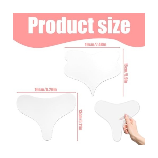 YAPKOLV 2 Pièces Patch Silicone Réutilisable Anti-Rides pour Décolleté - Forme T/Aile - Lissant la Peau et Prévenant le Vieil