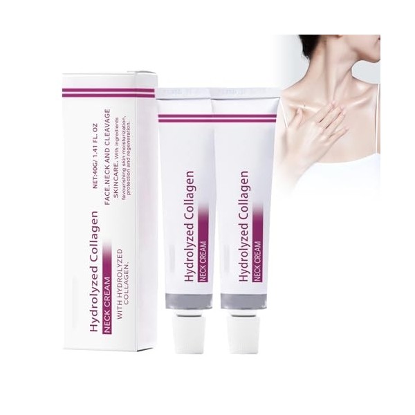 Tkekruh 2pc Neck Firming Cream 40g, Anti Wrinkle Cream, Crème Raffermissante Cou Crème pour Le Cou Décolleté Cream Double Chi
