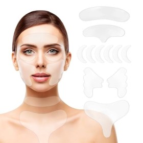 11 Pièces Coussinets Anti-rides en Silicone Coussinets Anti-rides Patchs Réutilisables Anti-rides pour Lissant et Réduisant l