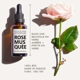 Huile de Rose Musquée BIO - 100% Pure, Naturelle, Pressée à froid & Bio - 50 ml - Soin Anti-âge, Peau, Cicatrices et Vergetur