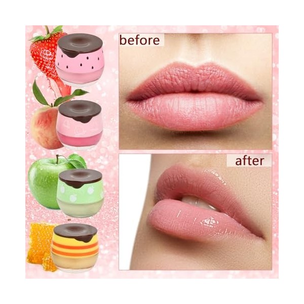 Baume A Levre 4 PièCes Honey Balm RéDuire Les Rides Des LèVres Hydratation Anti-Fissures Baume A Levre Hydratant Repulper Les