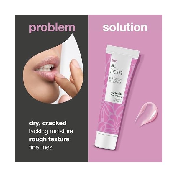 Baume à lèvres à la Vitamine B12 pour lèvres sèches et gercées – Hydratation intense avec Vitamine B12, peptides, squalane, h