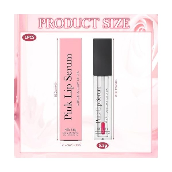 Sérum Lèvres Repulpant Rose, Huile Lèvres Colorante et Hydratante, Sérum Volumisante et Nourrissant pour des Lèvres Douces et