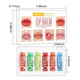 Baumes à Lèvres, Lot de 6 Soin des Lèvres Naturel en Vrac pour Les Lèvres Hydratantes, Réparatrices et Sèches - 6 Saveurs - F