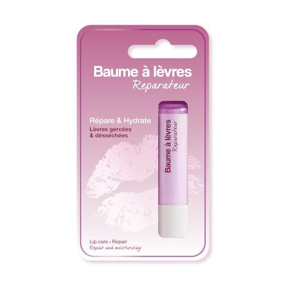 Baume à Lèvres Réparateur Hydratation Intense et Reflet Rose Nacré - Soin des Lèvres Desséchées et Gercées - Douceur, Réparat