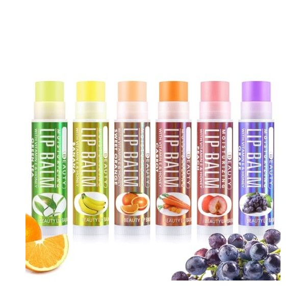 Boobeen Rouge à Lèvres en Bâton, Baume à Lèvres Hydratant Crème Rouge à Lèvres Incolore pour le Soin des Lèvres 6 Paquets