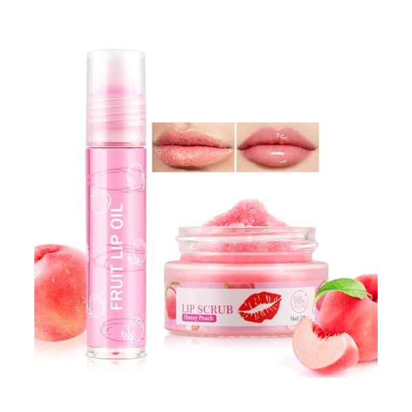 Boobeen Lèvres, exfoliant au sucre et huile hydratante pour les lèvres, crème hydratante pour les lèvres, soin des lèvres à l