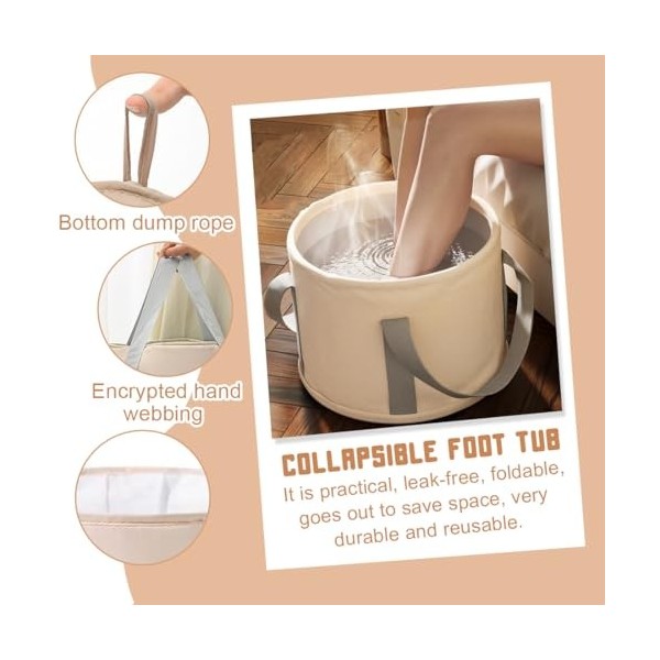 Sac de Bain de Pieds Portable, Sac de Trempage de Pieds Pliable, Seau Pliable pour tremper Les Pieds Poignée Portable, Sac de