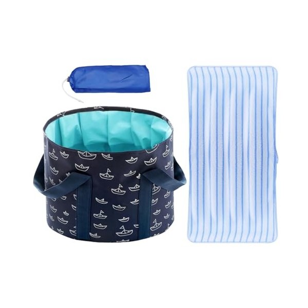 1 Morceau De Bain De Pieds, 1 Morceau De Serviette Absorbante, Bain De Pieds Pliable, Bain De Pieds De Voyage Portable, Bain 