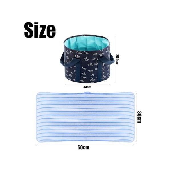 1 Morceau De Bain De Pieds, 1 Morceau De Serviette Absorbante, Bain De Pieds Pliable, Bain De Pieds De Voyage Portable, Bain 