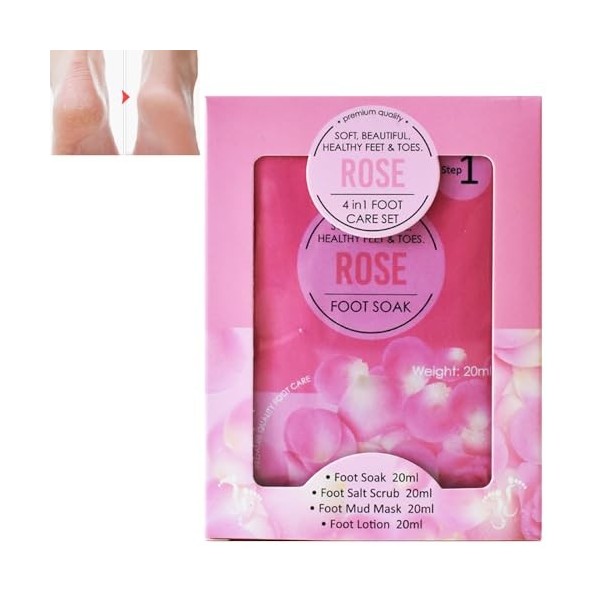 Coffret cadeau spa pour les pieds, pack de pieds avec trempage des pieds, sels de bain pour les pieds rose, bain des pieds po