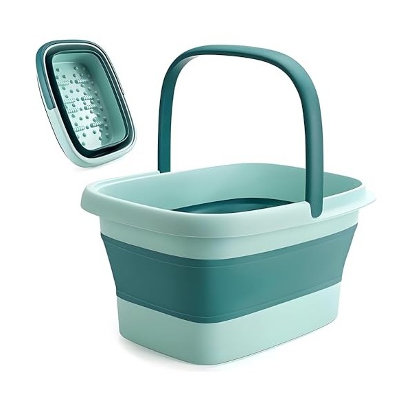 Roysmart Bain de pieds pliable avec massage, 15 l, bain de pieds pliable pour soulager le stress, seau pliable, grand seau de