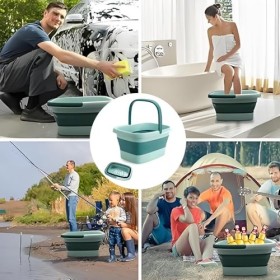 Roysmart Bain de pieds pliable avec massage, 15 l, bain de pieds pliable pour soulager le stress, seau pliable, grand seau de