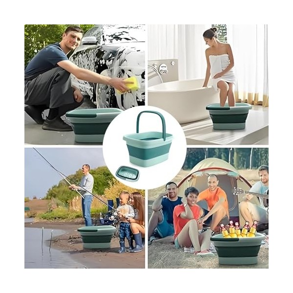 Roysmart Bain de pieds pliable avec massage, 15 l, bain de pieds pliable pour soulager le stress, seau pliable, grand seau de