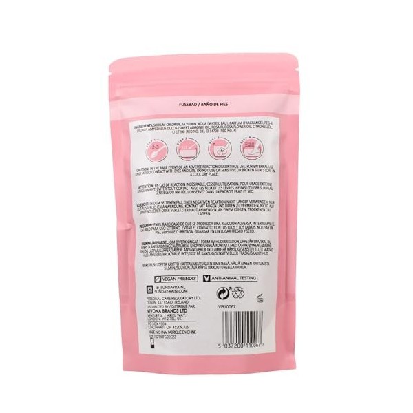 Sunday Rain Rose Foot Soak, pour bain de pieds, relaxant et luxueux, pour pieds fatigués et endoloris, végétalien et sans cru